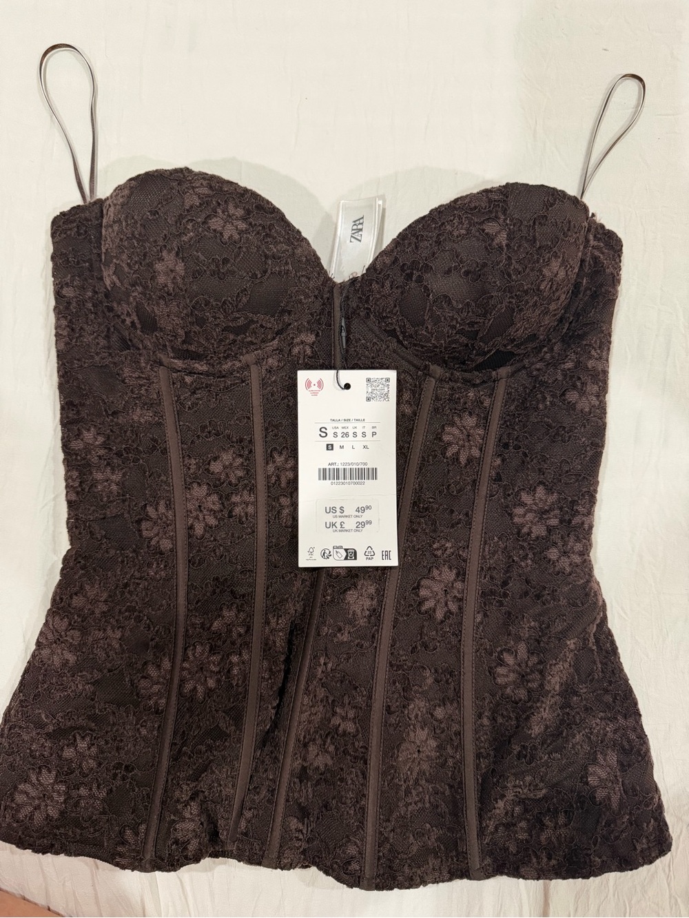 Zara Lace Bustier Top in Dark Brown